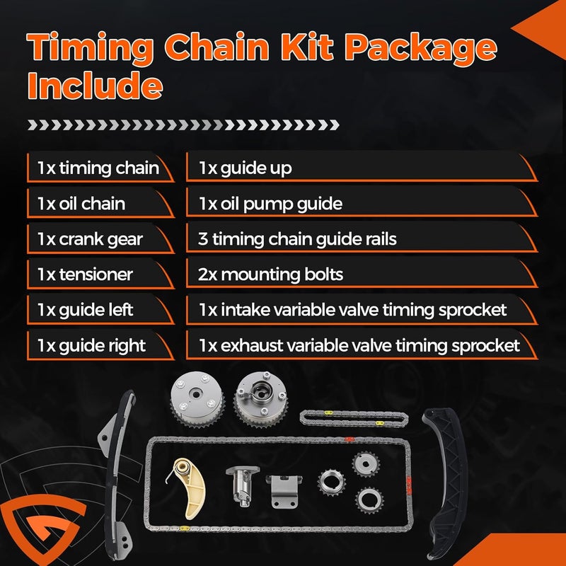 GEARCESS Timing Chain Kit Compatible with Pontiac Vibe 2009-2010 | Fit For Scion XD 2008-2009 2011-2014 | Fit For Toyota Corolla 2009-2015/Matrix 2009-2014/Prius 2011-2015, Replaces# 13050-0T021 13070-0T010 - Image 5
